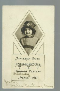 1917 Vaudeville ADVERTISING Child Actor MOVIE STAR Helen Craig AUTOGRAPHED!