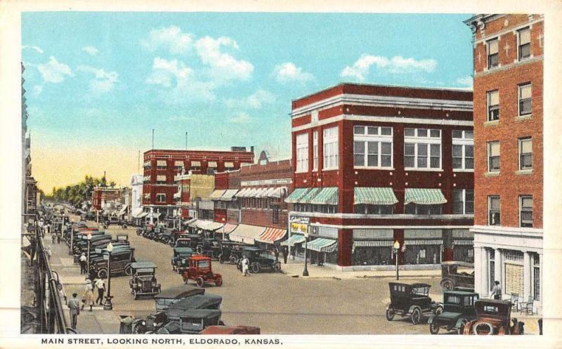 Eldorado Kansas Main Street Scene Historic Bldgs Antique Postcard K47039