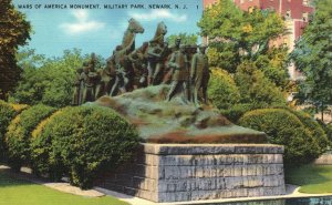 Vintage Postcard 1930's Wars of America Monument Military Park Newark New Jersey