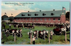 Des Moines Iowa IA Postcard Ring Hereford Cattle Iowa State Fair Grounds c1910