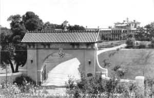 Spirit Lake Iowa~Templar Park Entrance~Large Arch~1940s RPPC Postcard