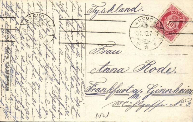 norway norge, BARBU, Arendal, Railway Station, T. Knudsen (1913) Stamp