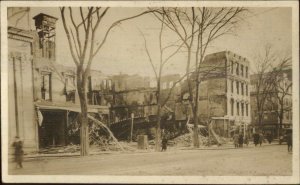 Manchester NH Cancel Folsom & Barton Store Ruins Used 1914 Real Photo Postcard