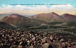 VINTAGE POSTCARD COG RAILWAY & NORTHERN PEAKS MOUNT WASHINGTON MAILED 1938