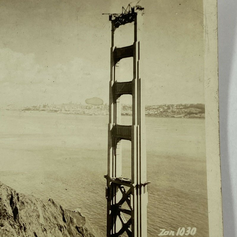 c.1930s Construction Marin Pier Golden Gate Bridge Tower San Francisco RPPC