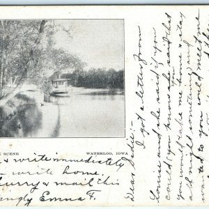 1906 Waterloo IA Cedar River Park Scene UDB Postcard Steamer Boat Steam Ship A46