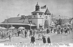 1933 Chicago World's Fair  Old Heidelberg, Crowds of People B&W Postcard Unused