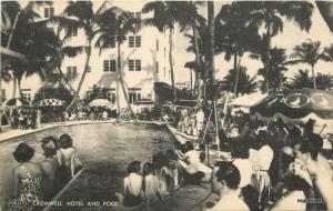 1950s Cromwell Hotel Pool Artvue Miami Beach Florida postcard 10616