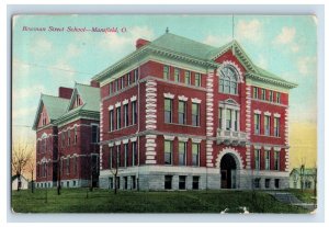 Vintage Bowman Street School, Mansfield, Oh. Postcard F117E