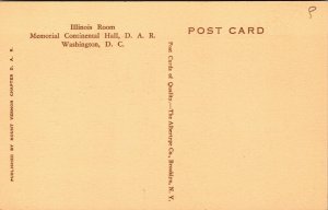 Vtg Illinois Room Memorial Continental Hall DAR Washington DC Linen Postcard