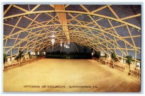 Davenport Iowa Postcard Interior Coliseum Building 1910 Antique Vintage Unposted