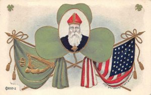 ST PATRICKS DAY IRELAND HOLIDAY FLAGS PATRIOTIC EMBOSSED POSTCARD 1908 