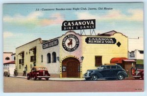 JUAREZ, MEXICO ~ Roadside CASANOVA RENEZVOUS NIGHT CLUB 1930s-40s Linen Postcard