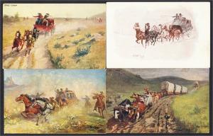 Cowboy Art Lot of 11 Postcards 1900s-1910s John Innes Charles Russell Etc.