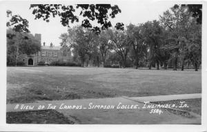 Indianola Iowa~Simpson College Campus View~Lots of Trees on Grounds~Vintage RPPC