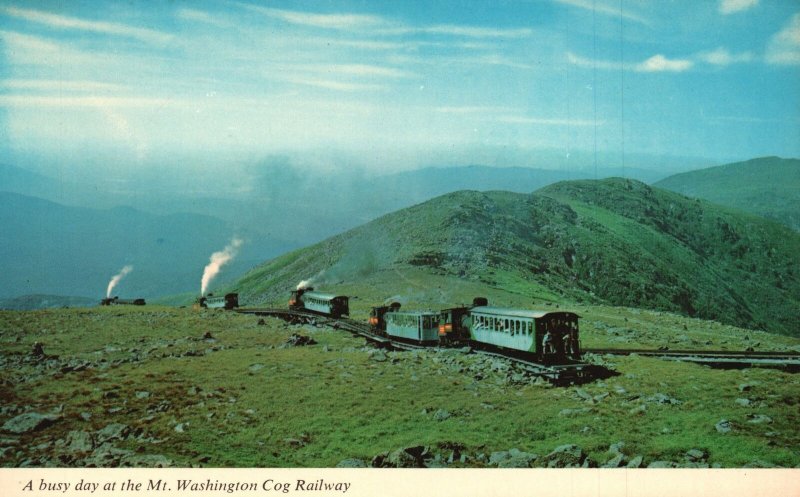 A Busy Day Mt. Washington Cog Railway White Mountains New Hampshire NH Postcard
