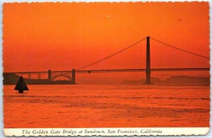 Postcard - The Golden Gate Bridge at Sundown - San Francisco, California