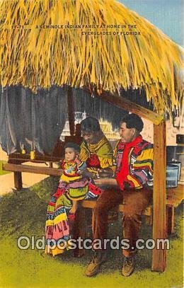 Seminole Indian Family at Home Everglades, FL, USA Unused 