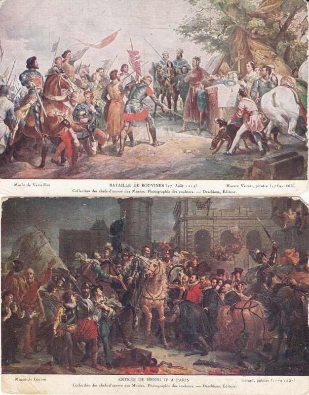 France Bouvines battle by Horace Vernet & Entry of Henri IV in Paris by Gerard 