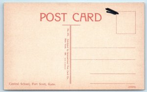 FORT SCOTT, KS Kansas  CENTRAL SCHOOL   c1910s  Bourbon County Postcard