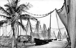 Nets Drying on Beach Real Photo Martinique Unused 