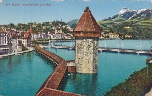 Switzerland Luzern Kapellbruecke und Rigi 1949