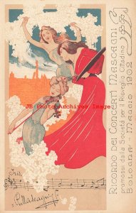 Advertising Postcard, Pietro Mascagni Concert, 1902 Bolgona Maggio, Art Nouveau