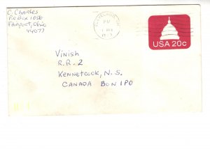 United States Postal Stationery Cover, 20 Cent Used 1982