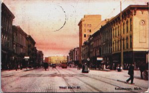West Main Street Kalamazoo Michigan Postcard C219