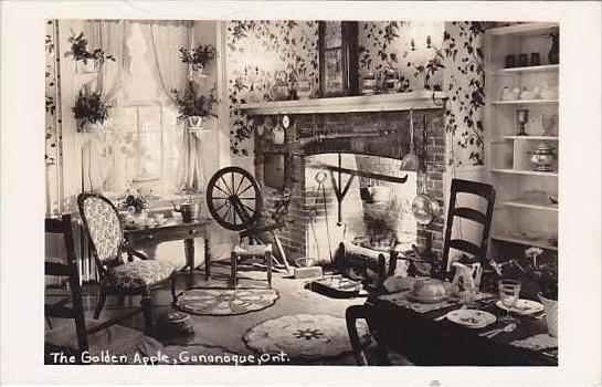 Canada Ontario Gananoque Golden Apple Fireplace Courtyard RPPC