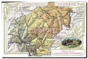 Old Postcard Map of Chocolaterie geographical & # 39Aiguebelle Correze Caves ...