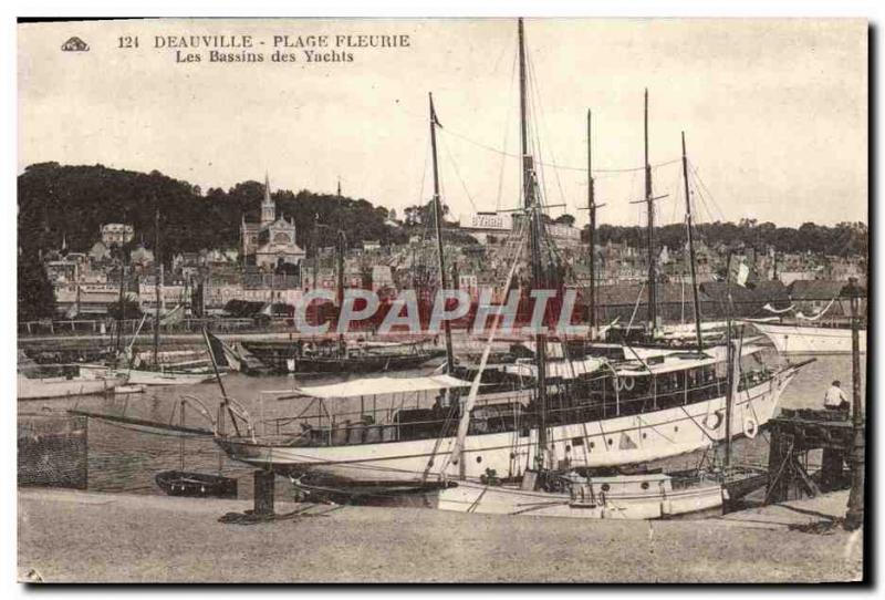 Old Postcard Deauville Beach flower basins Yacht Charter