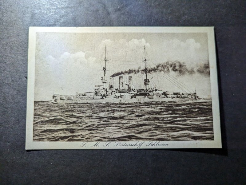 Mint Germany Ship RPPC Postcard SMS Linienschiff Schlesien
