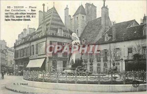 Old Postcard Dijon Place Des Cordeliers Monument Piron Poet