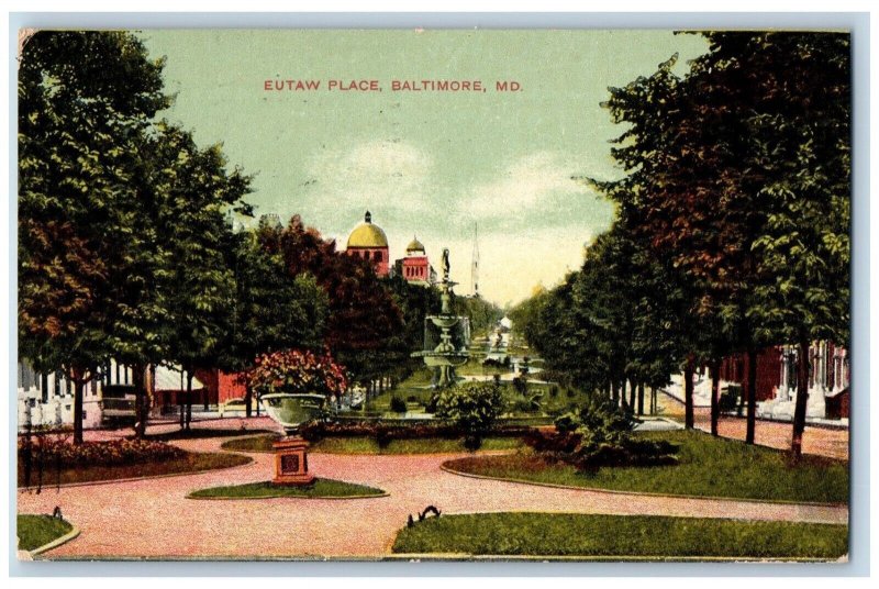 Baltimore Maryland Postcard Eutaw Place Exterior Building c1908 Vintage Antique