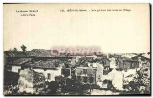 Old Postcard Souain Vue Generale Du Village Ruins Army