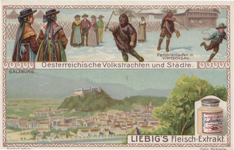 Vintschgau Winter Games Fancy Dress Ice Liebig Old Advertising Card