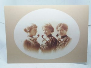 Trio of Beautiful Danish Telephonists Early 1900s Denmark Repro Postcard