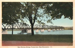 New Railway Bridge Fredericton New Brunswick Canada CAN Vintage Postcard