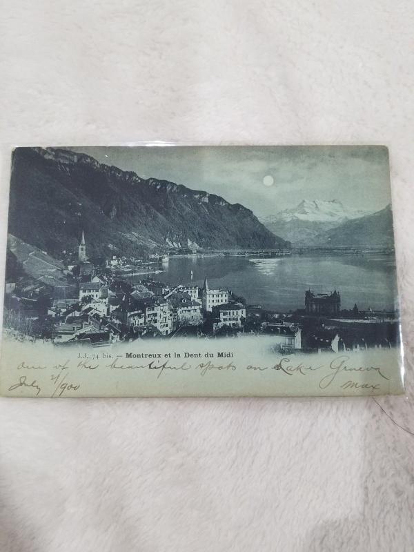 Antique Postcard entitled Montreaux et la Dent du Midi  Posted 1900