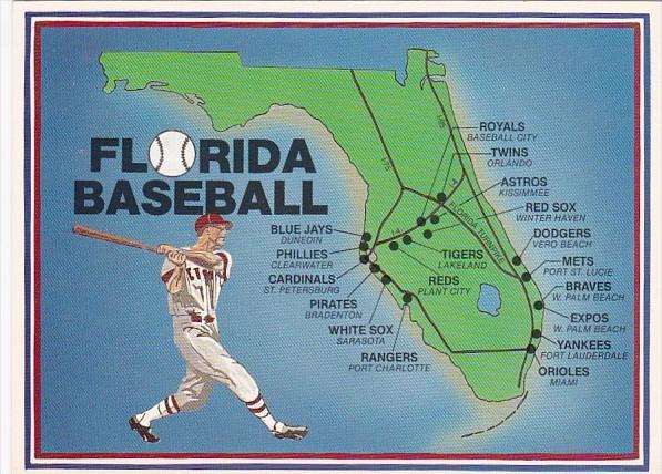 Baseball Spring Training Florida Map Florida Map Of Baseball Spring Training Camps / HipPostcard