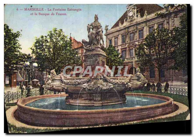 Postcard Old Marseille La Fontaine Estragin and the Bank of France