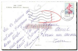 Old Postcard Caen L Eglise Saint Pierre iluminee