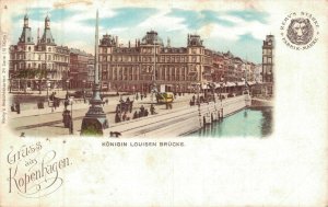 Denmark Copenhagen Queen Louise's Bridge København Litho 05.80