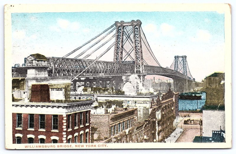 1915 Williamsburg Bridge New York City NYC Historical Landmarks Posted Postcard