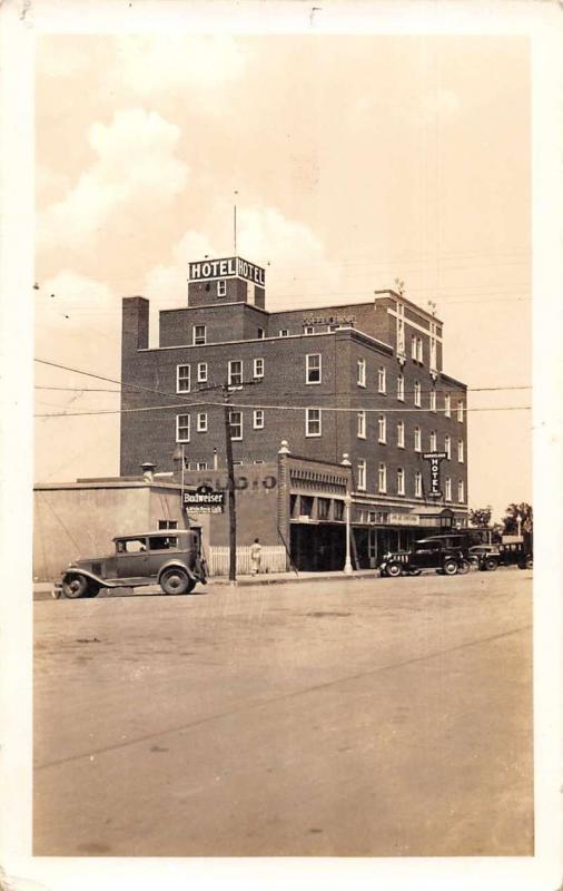 Hotel Exterior Beer Sign Street Scene Real Photo Antique Postcard J75983