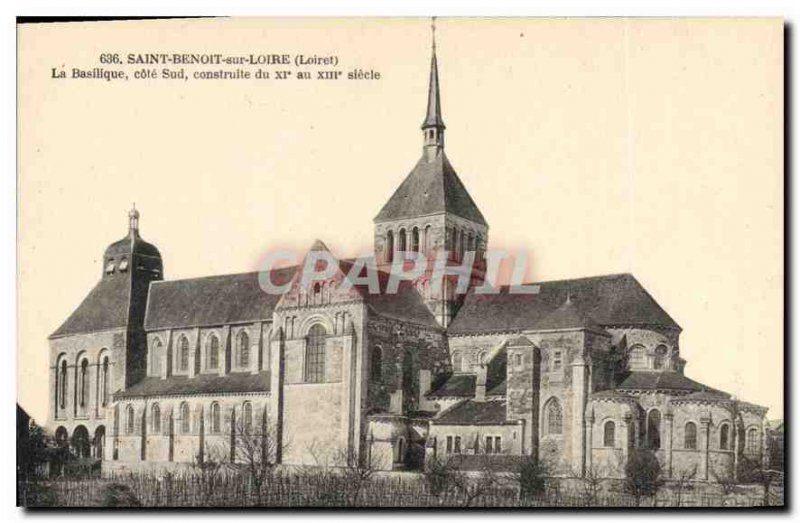 Old Postcard Saint Benoit sur Loire Loiret Basilica south coast built from th...