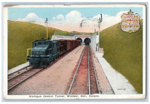 Windsor Ontario Canada Postcard Michigan Central Tunnel Train Locomotive 1921