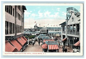 c1910 Boardwalk From North End Hotel Ocean Grove New Jersey NJ Antique Postcard 