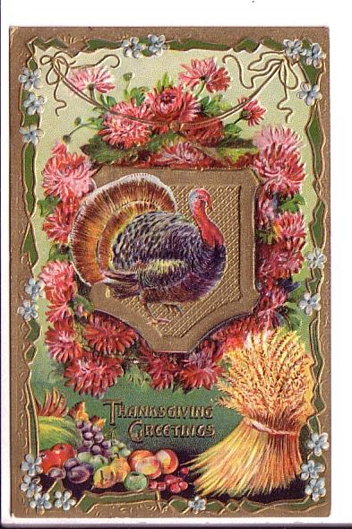 Turkey, Hay Stack, Thanksgiving Gold Edge Series, Trademark 2278, Nice Embossing